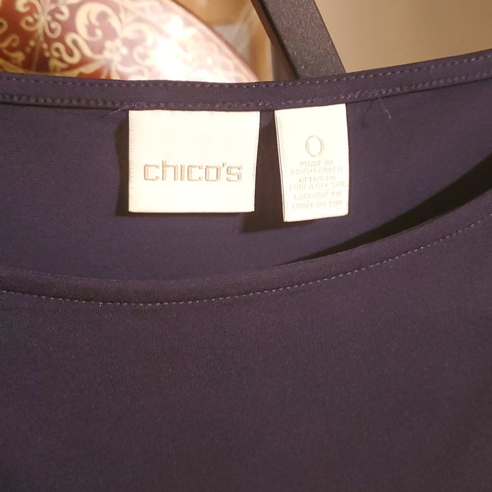Chicos beekaboo sleeve navy blue top - Picture 2 of 6